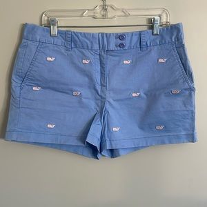Vineyard Vines Every Day 3” short, light blue and pink whale print chino shorts